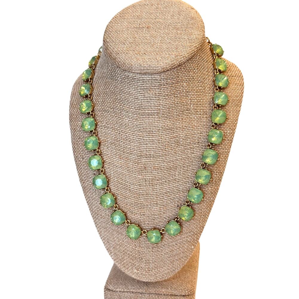 Gorgeous J.Crew Seafoam Green Rhinestone Statement Necklace EUC Vintage y2k prep